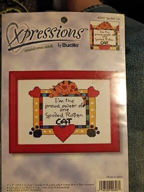 Bucilla Spoiled Rotten Cat Cross Stitch Kit